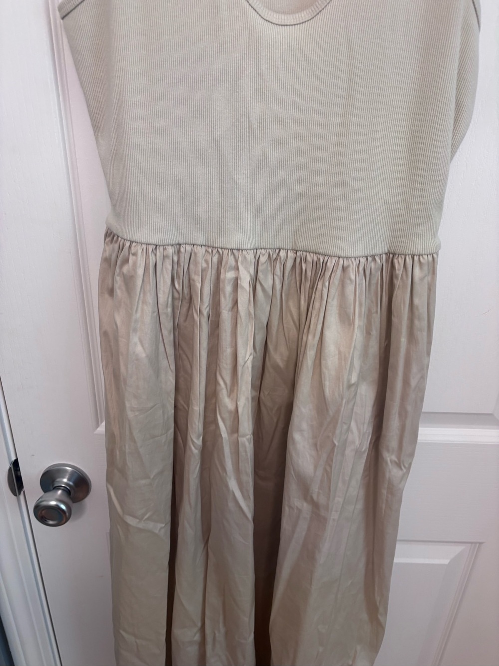 Nordstrom Beige Tank Bodice Satin Skirt Dress - Picture 7 of 12
